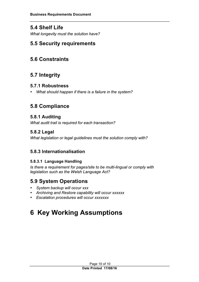 Business Requirements Document Template Pdf