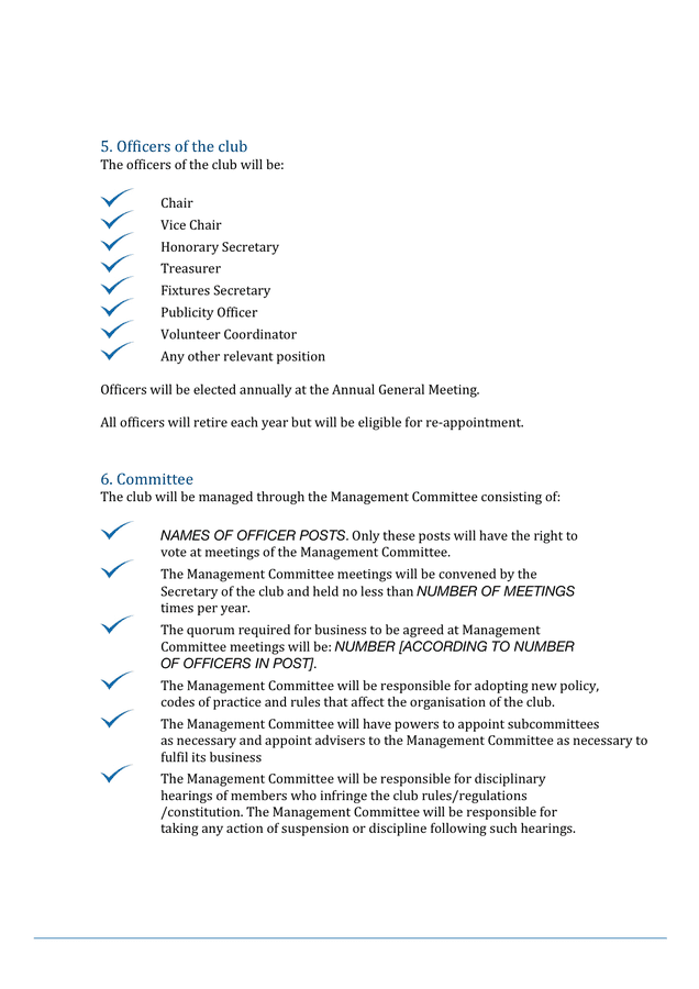 Club Constitution Template In Word And Pdf Formats Page 2 Of 4