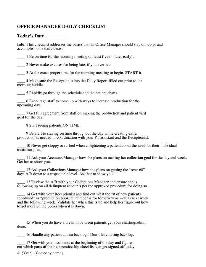 office-manager-daily-checklist-template-in-word-and-pdf-formats