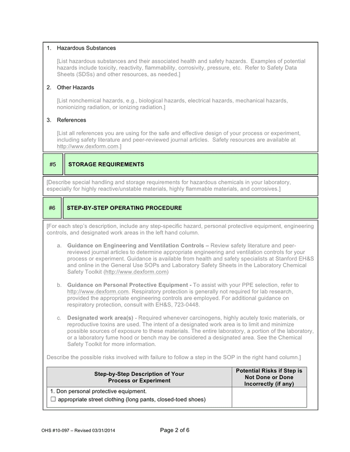 Standard Operating Procedure Template In Word And Pdf Formats Page 2 Of 6