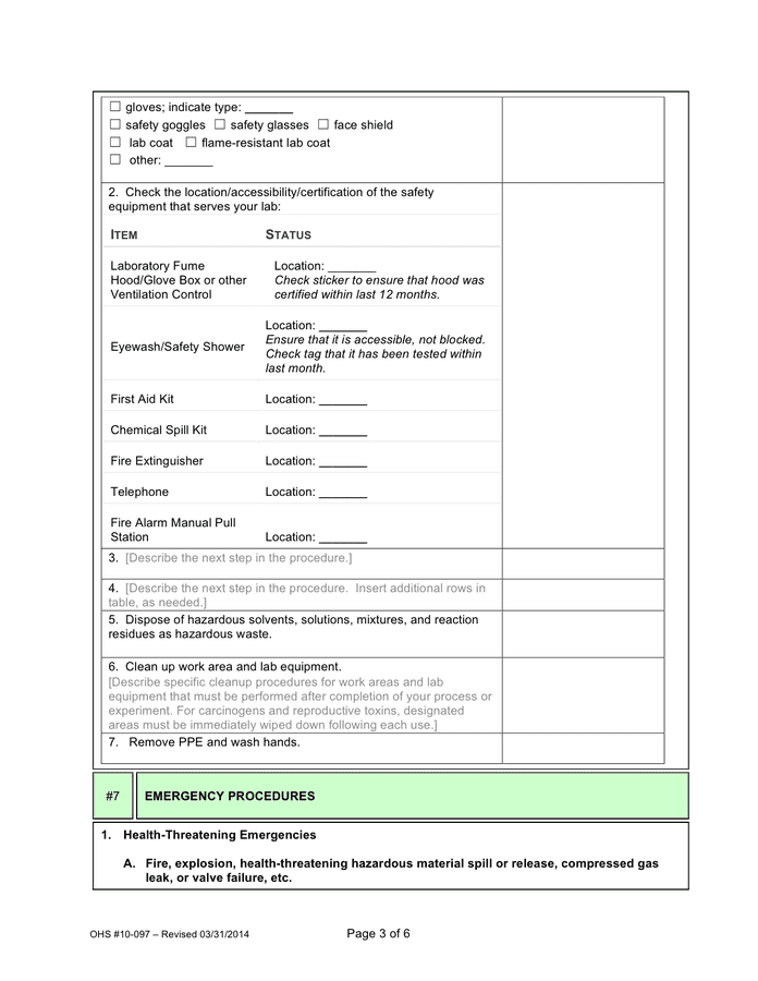 Standard operating procedure template in Word and Pdf formats page 3 of 6