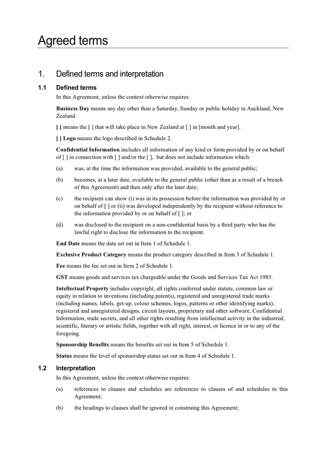Corporate Sponsorship Agreement Template