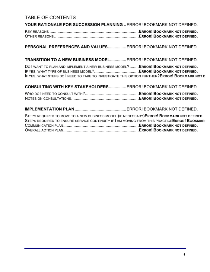 Succession planning template in Word and Pdf formats - page 2 of 9