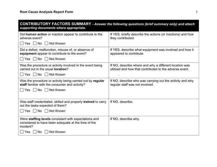 Root Cause Report Template