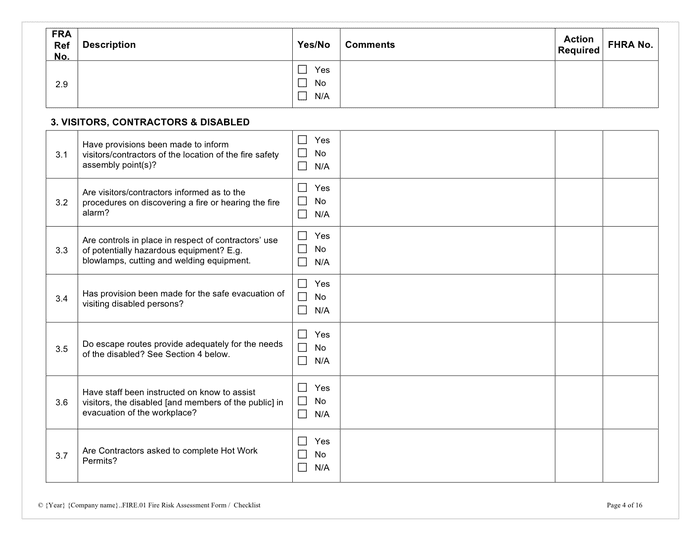 Fire Risk Assessment Checklist In Word And Pdf Formats Page 4 Of 16