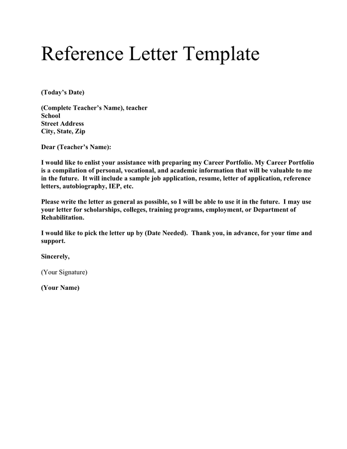 General Reference Letter For Employee