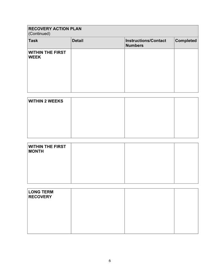 Business continuity plan in Word and Pdf formats page 6 of 10