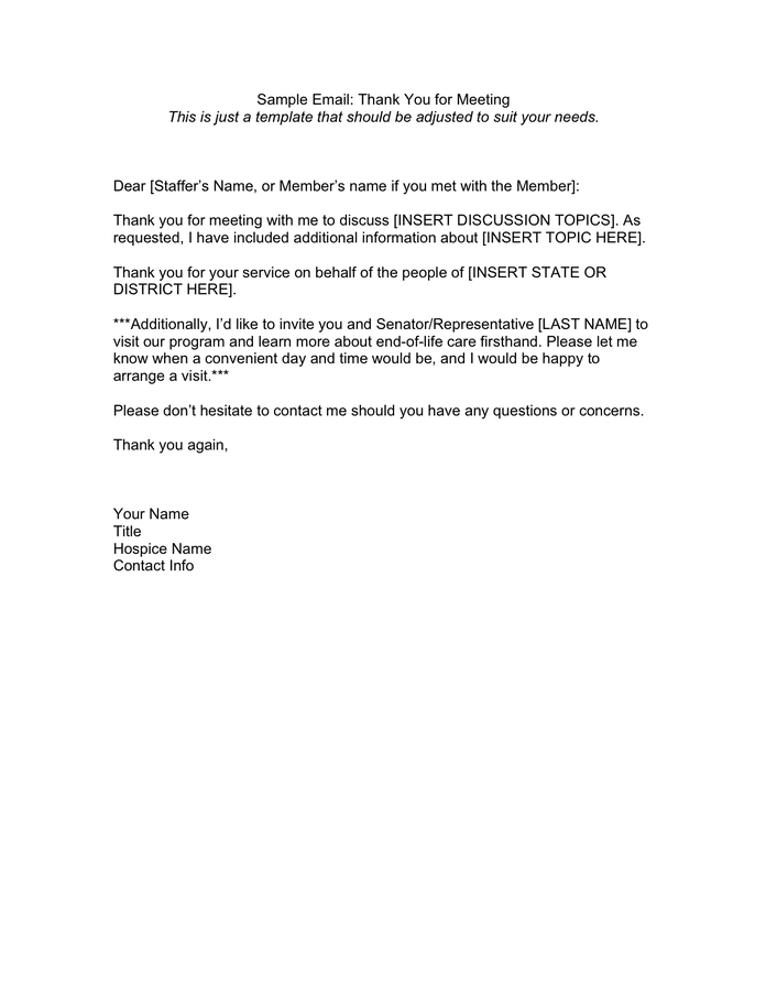 Thank You For Meeting Letter In Word And Pdf Formats