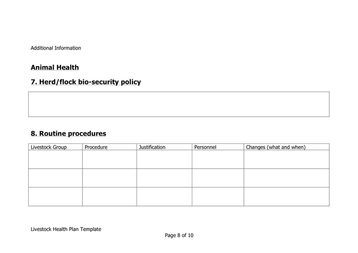 Veterinary Health Plan Template In Word And Pdf Formats Page 8 Of 10