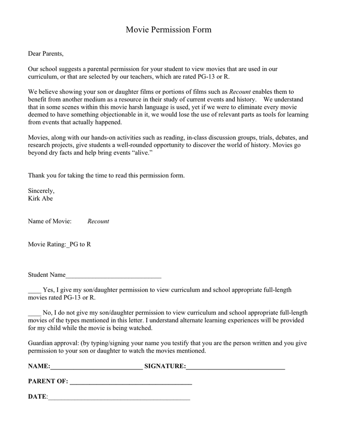 Permission Slip Template download free documents for PDF, Word and Excel