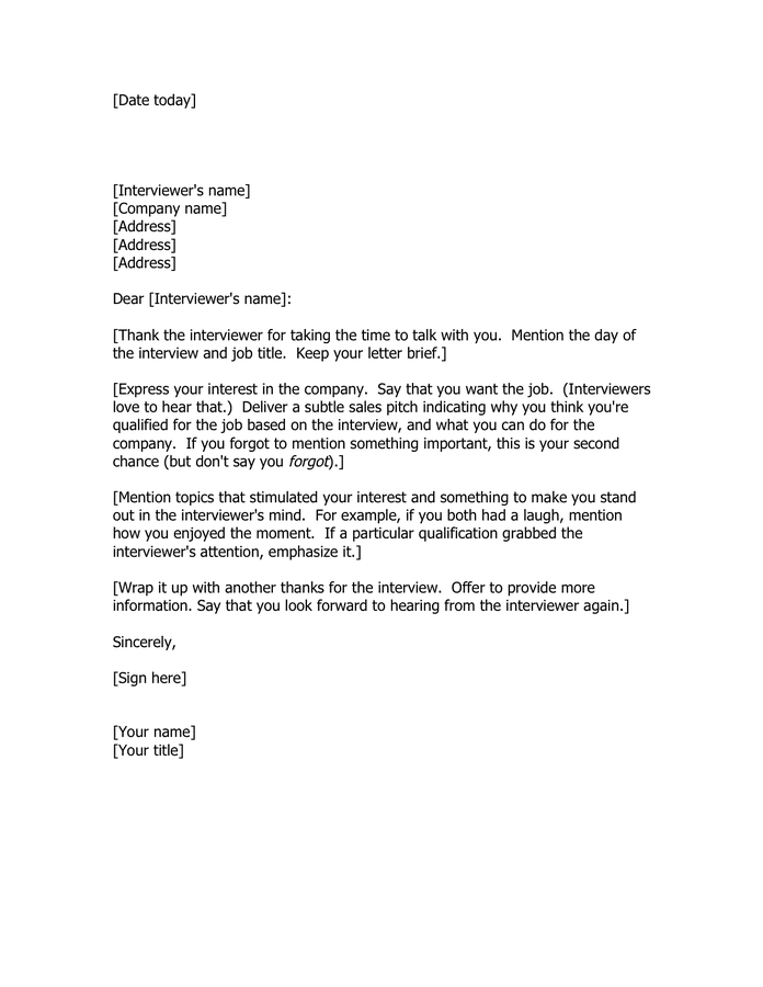 Interview Thankyou Letter In Word And Pdf Formats