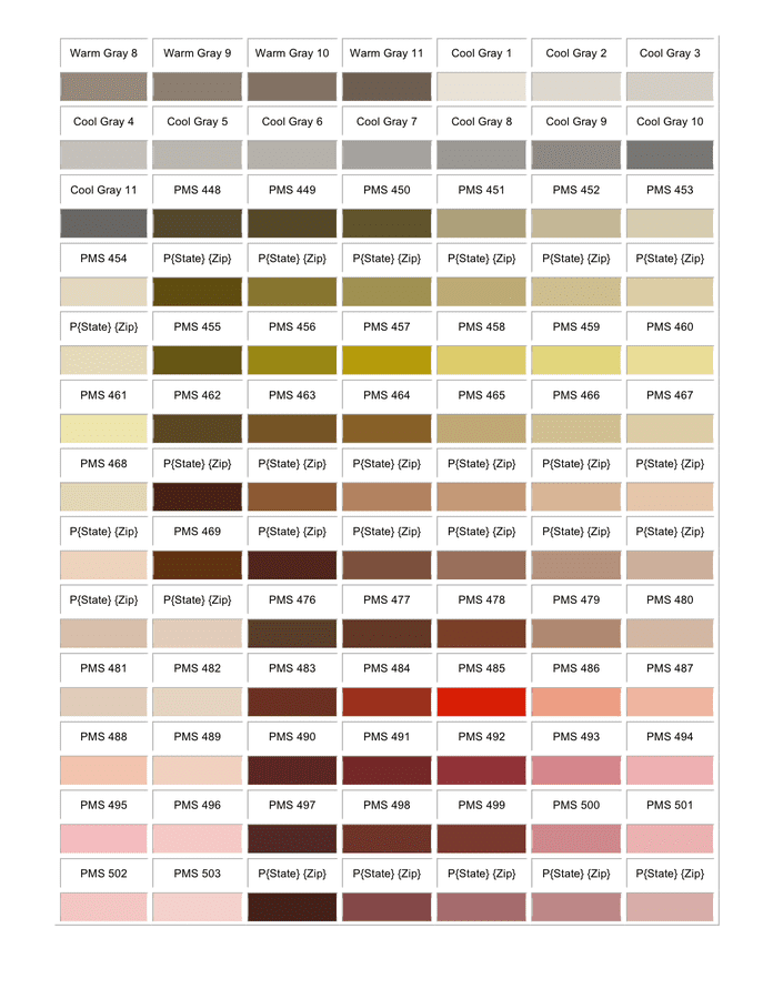 Pms Color Chart In Word And Pdf Formats Page 7 Of 11