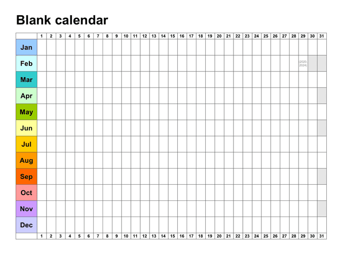 Blank Calendar Template In Word And Pdf Formats