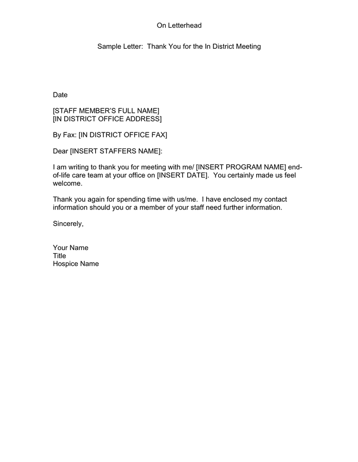 Sample Letter Thank You For Meeting In Word And Pdf Formats