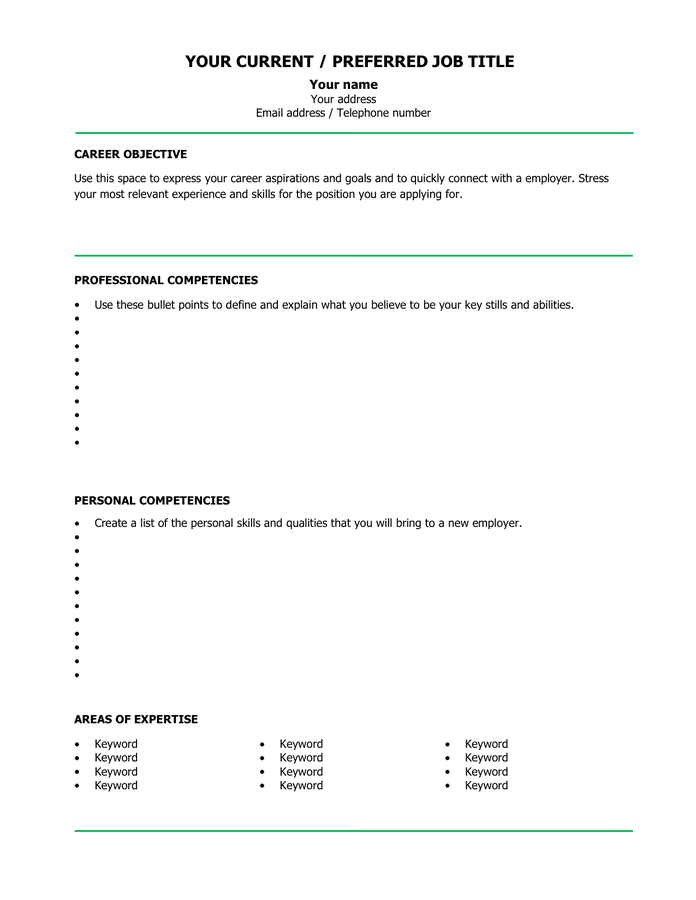 blank cv template example in word and pdf formats