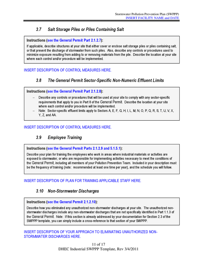 Stormwater Pollution Prevention Plan SWPPP Template In Word And Pdf