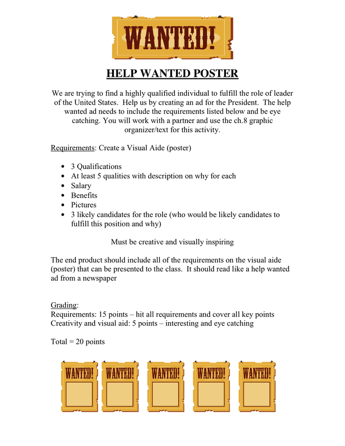 Help wanted poster in Word and Pdf formats