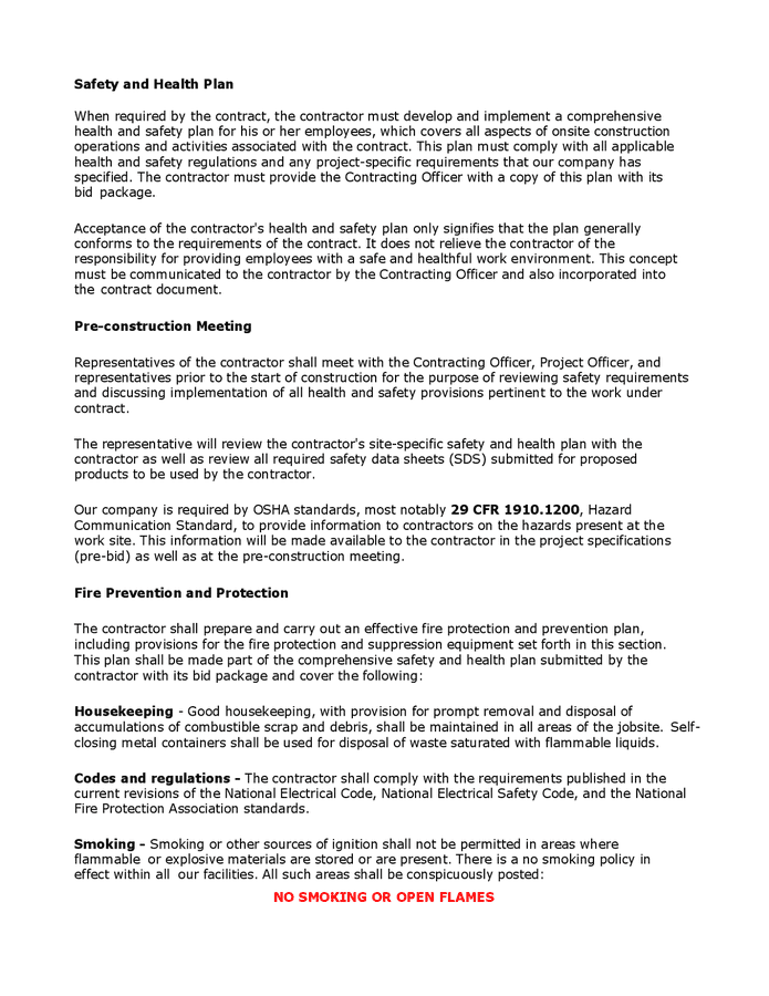 Contractor Safety Program Template