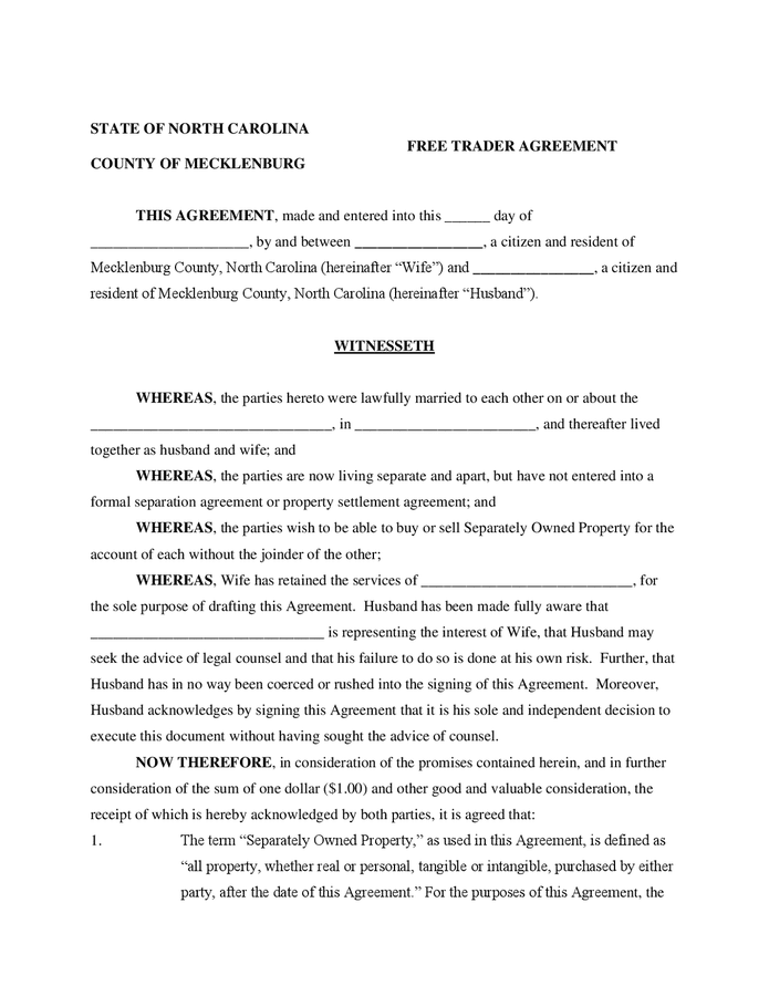 Separation Agreement Nc Template Separation Agreement Nc Template