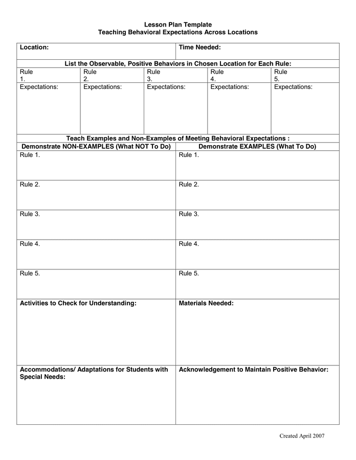 Lesson Plan Template - download free documents for PDF, Word and Excel