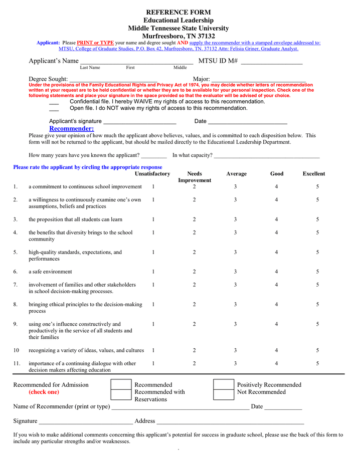 Letter of recommendation in Word and Pdf formats