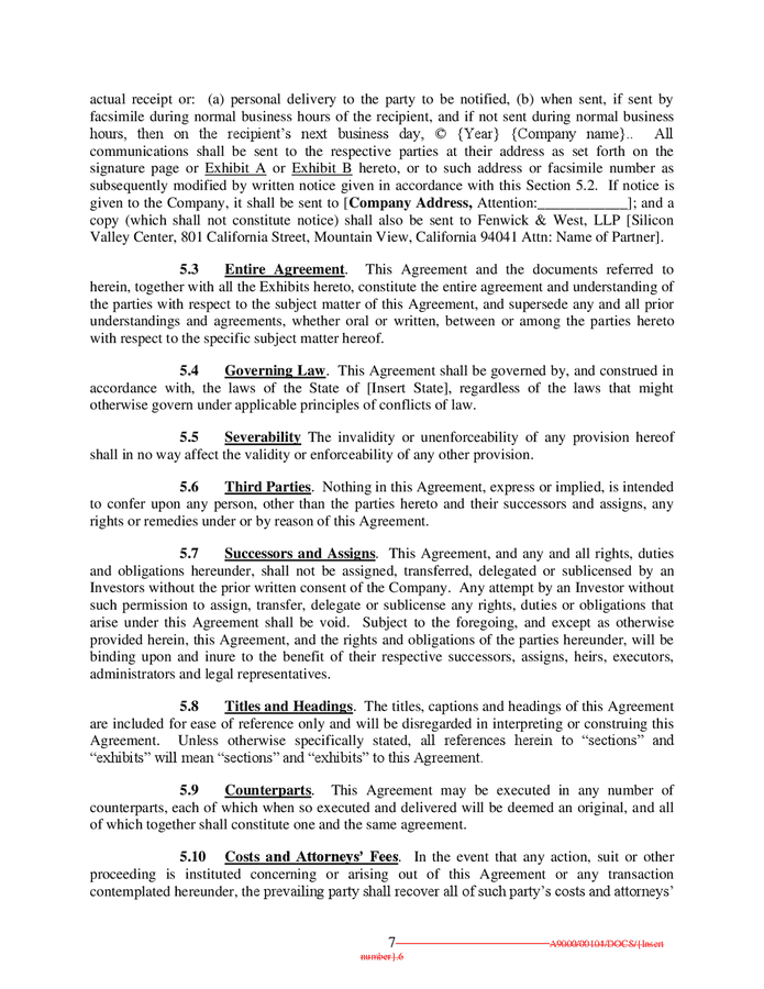 Investors Rights Agreement Template California Delaware In Word And Pdf Formats Page 7 Of 14 6358