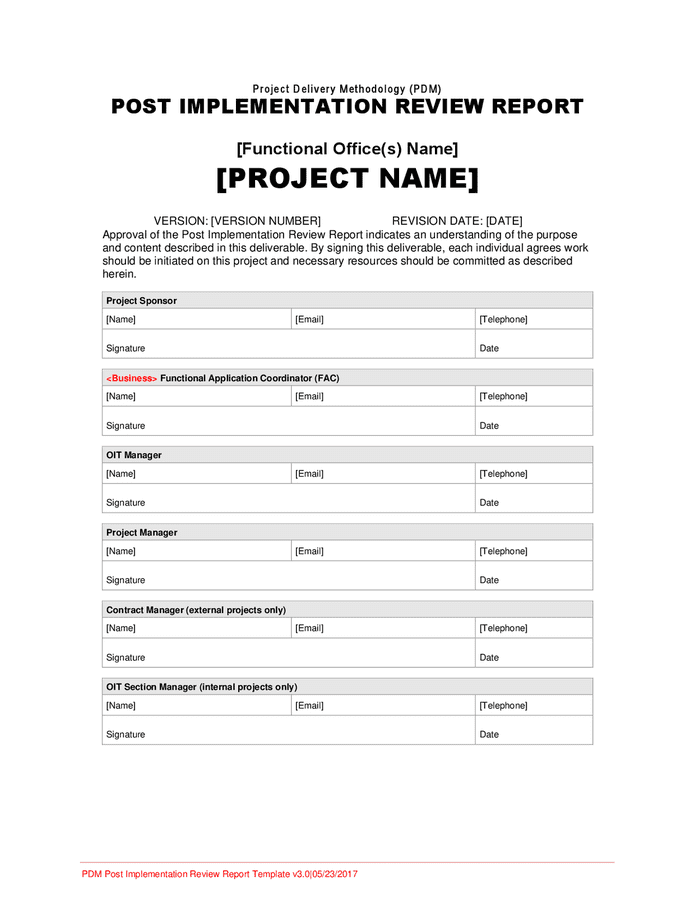 Post Implementation Review Report Template In Word And Pdf Formats 