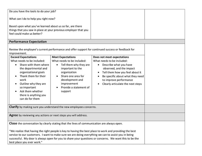 30-90-180 day conversations with your new employee in Word and Pdf ...