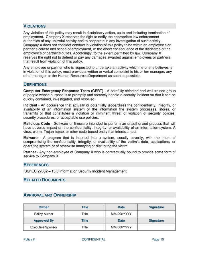 Incident Reporting And Response Policy Template In Word And Pdf Formats ...