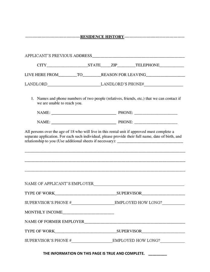 Sample Application For Housing Lease In Word And Pdf Formats   Page 4 Of 7