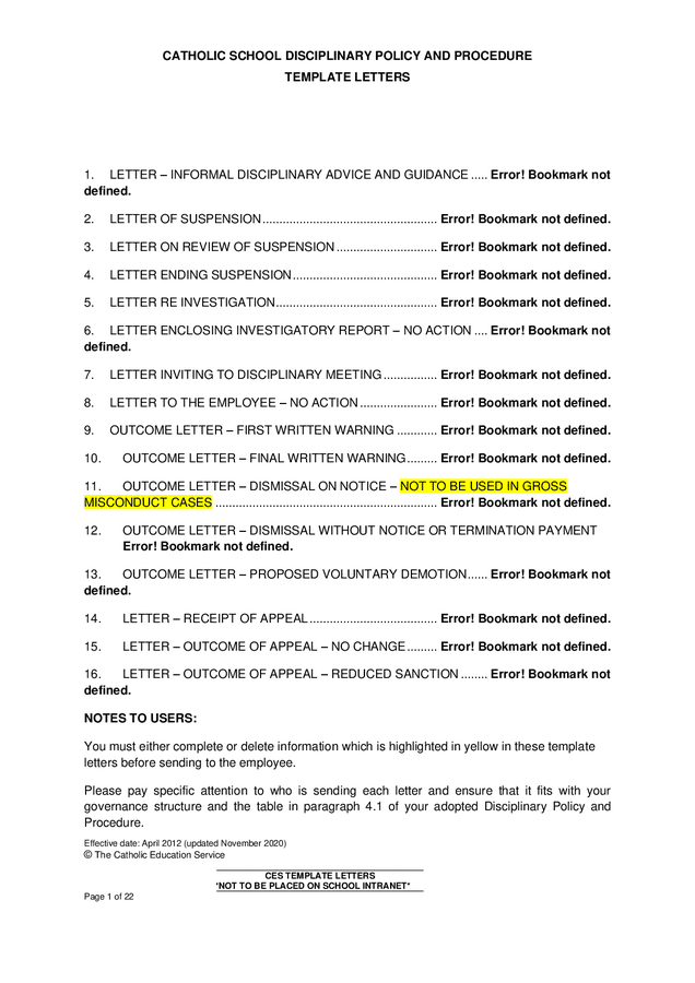 Catholic School Disciplinary Policy And Procedure Template Letters In   Catholic School Disciplinary Policy And Procedure Template Letters 1 