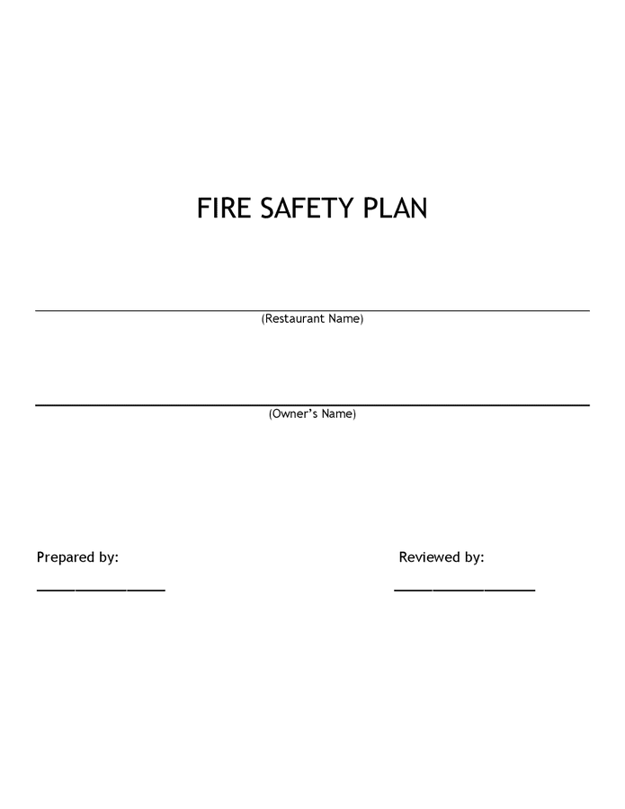 Fire safety plan - restaurant in Word and Pdf formats