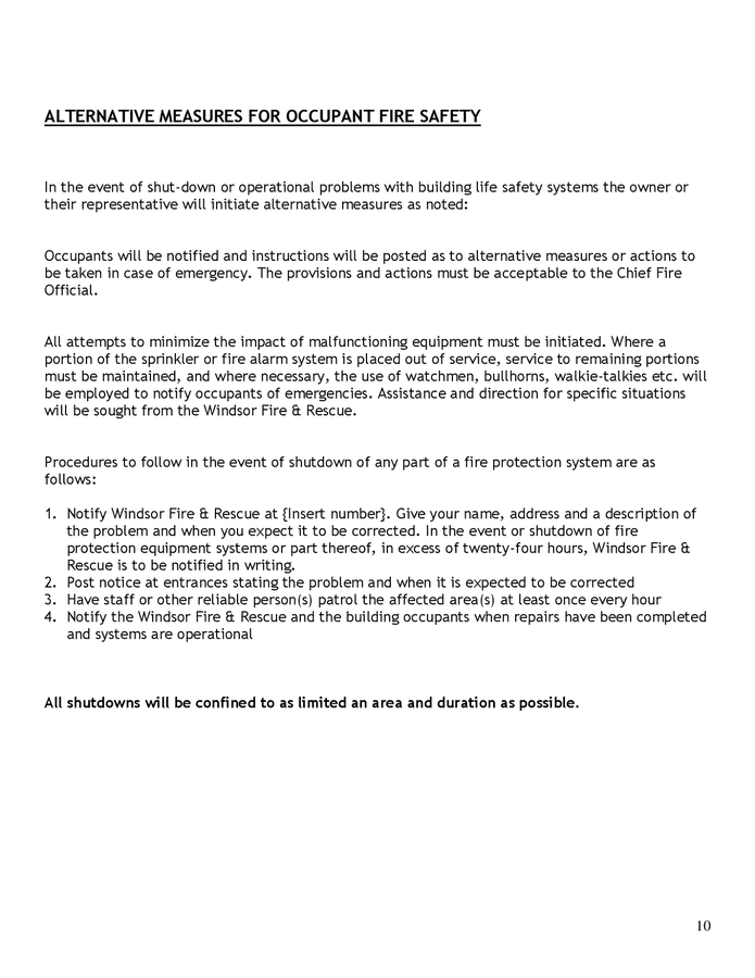 Fire safety plan restaurant in Word and Pdf formats page 10 of 23