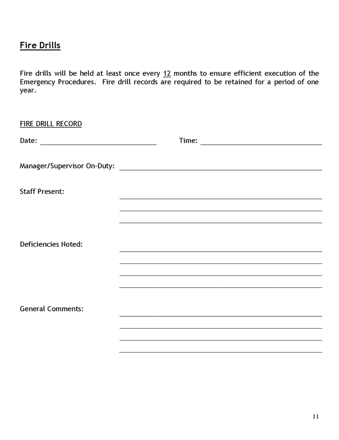 Fire safety plan restaurant in Word and Pdf formats page 11 of 23