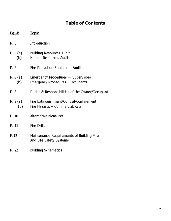 Fire safety plan restaurant in Word and Pdf formats page 2 of 23