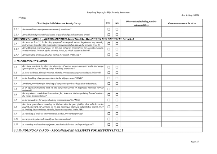 Sample of report for ship security assessment in Word and Pdf formats ...