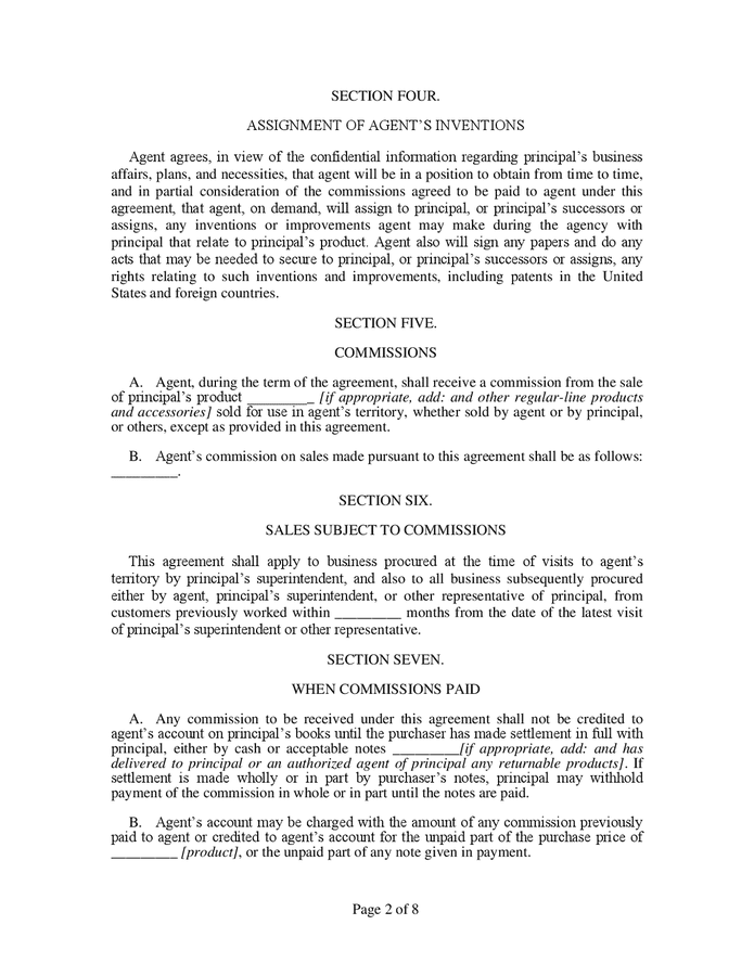 Sales Agency Agreement In Word And Pdf Formats Page 2 Of 8   Sales Agency Agreement 1 2 