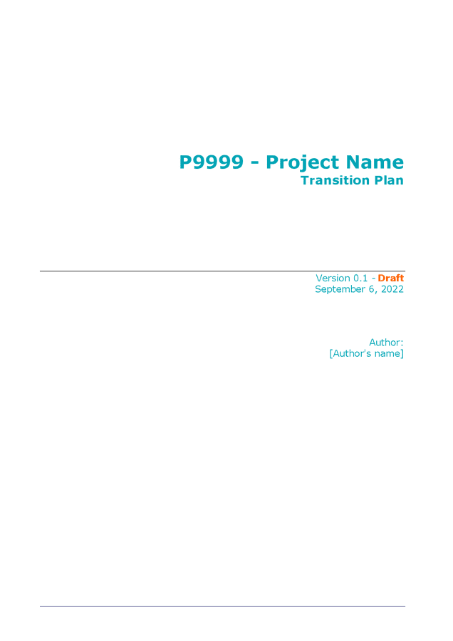 Project transition plan in Word and Pdf formats