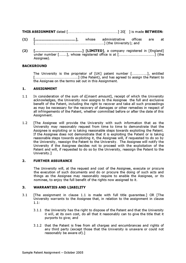 uk patent assignment
