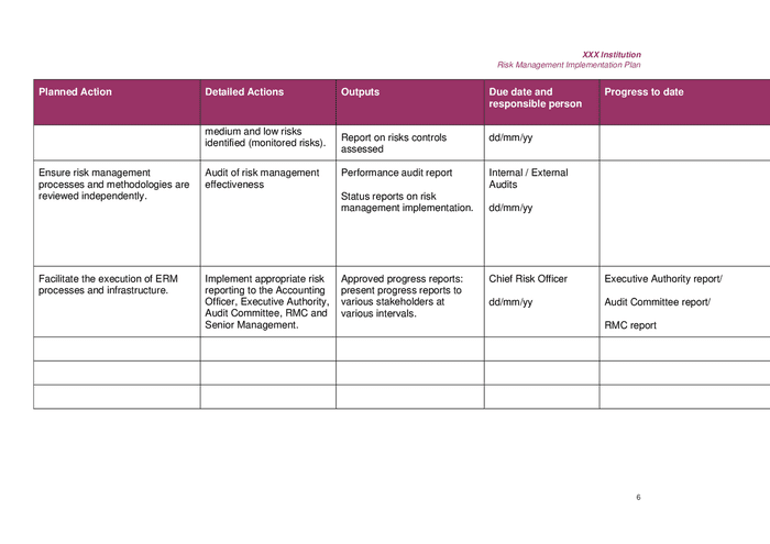 Risk Management Implementation Plan Template In Word And Pdf Formats Page 8 Of 8 8033