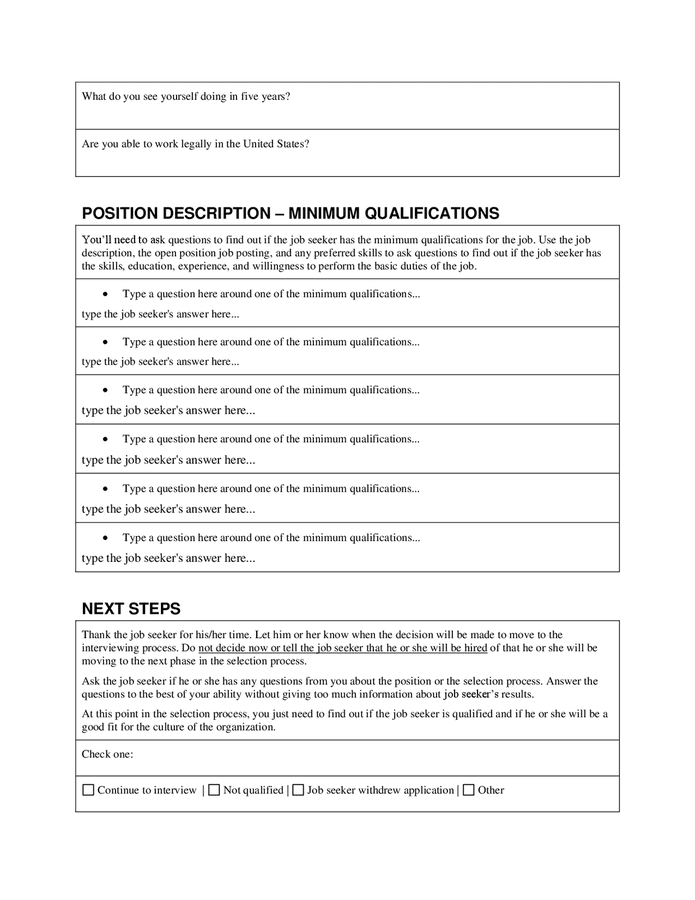 Phone interview template in Word and Pdf formats page 2 of 3