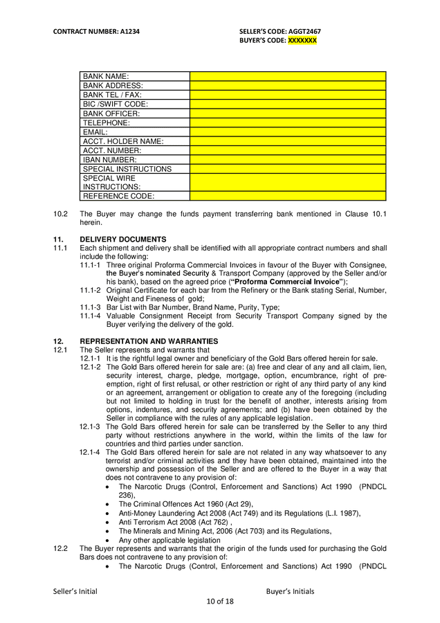 Gold Purchase Reporting Requirements