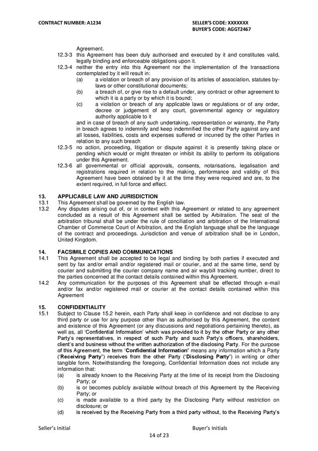 Sale and purchase agreement template of non-refined gold bars in Word ...