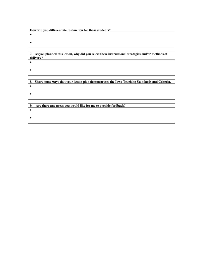 Teacher Pre Formal Observation Reflection Form In Word And Pdf Formats