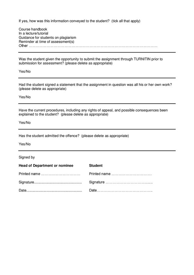 Academic dishonesty form example in Word and Pdf formats - page 4 of 5