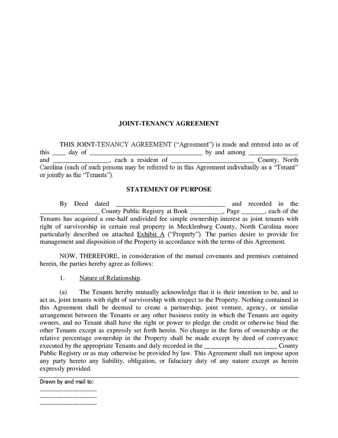 Joint tenancy Agreement Template In Word And Pdf Formats