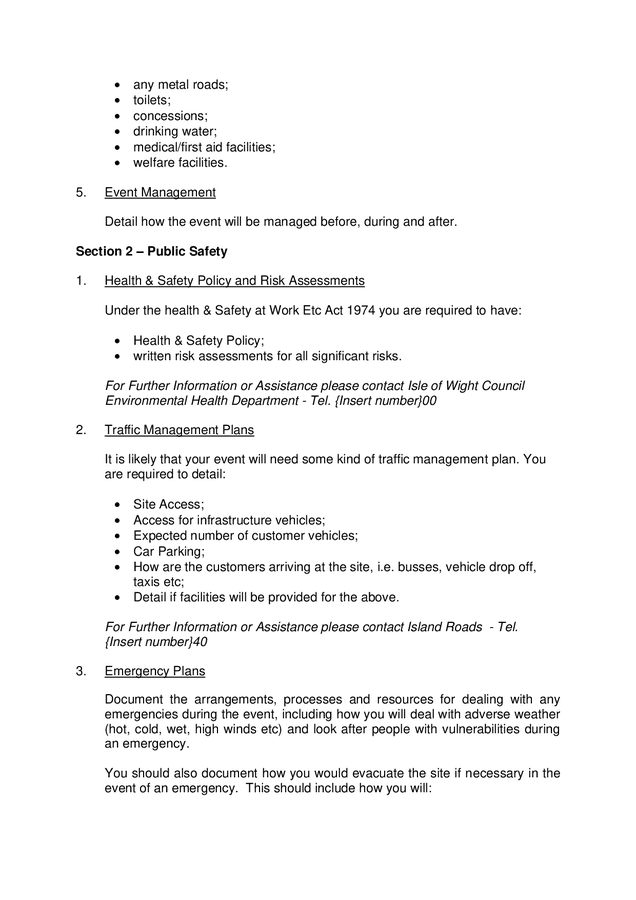 Outdoor Event Management Plan Template In Word And Pdf Formats Page 2 Outdoor Event Management Plan Template In Word And Pdf Formats Page 2