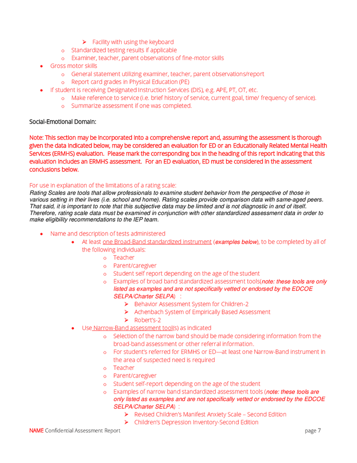 School psychoeducational assessment report in Word and Pdf formats ...