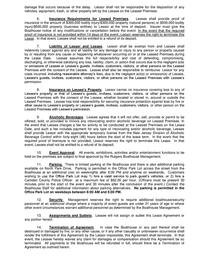 Boathouse lease agreement template in Word and Pdf formats - page 2 of 5