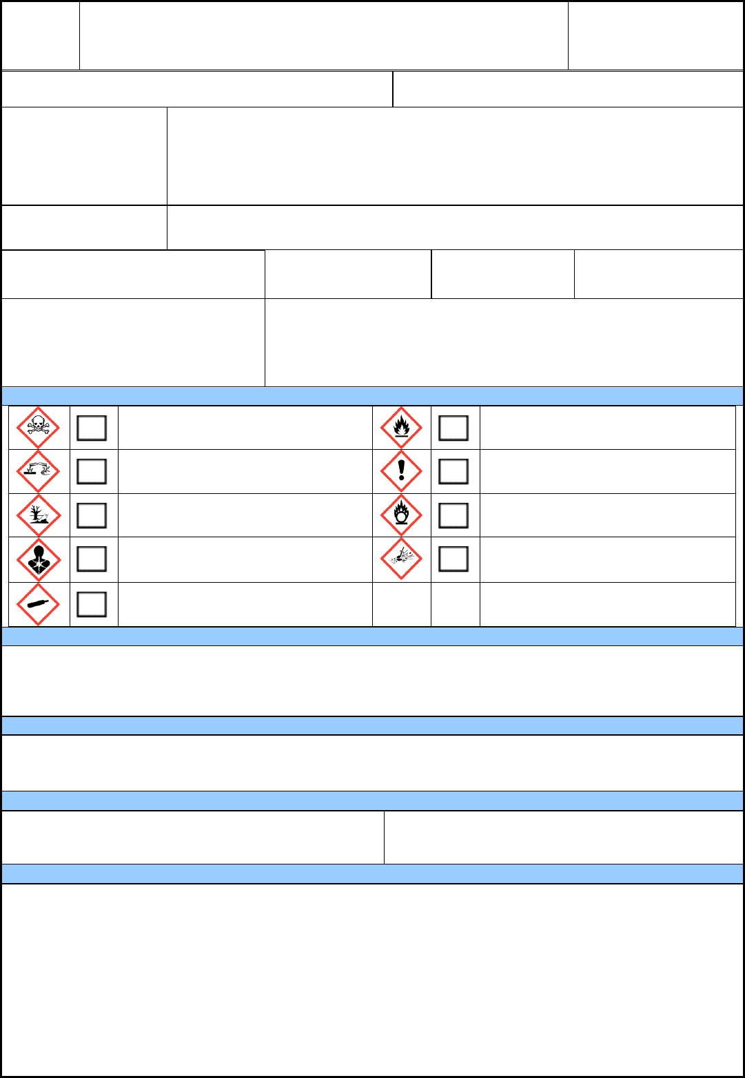 COSHH risk assessment form in Word and Pdf formats